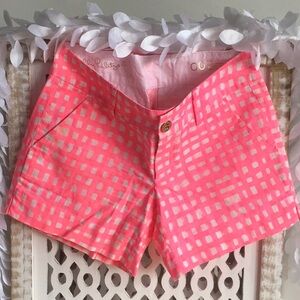 Lilly Pulitzer Pink Plaid Stretch Cotton Shorts